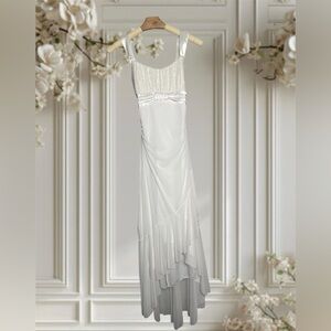 Taboo | Vintage Asymmetric Hem Maxi Dress Gown Bridal Y2K Romantic Formal Lace